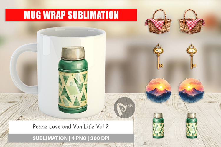 Peace Love Van Life Mug Wrap