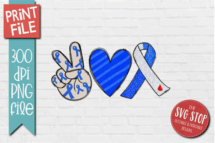 Peace Love Grey Ribbon | Awareness T-shirt Sublimation PNG