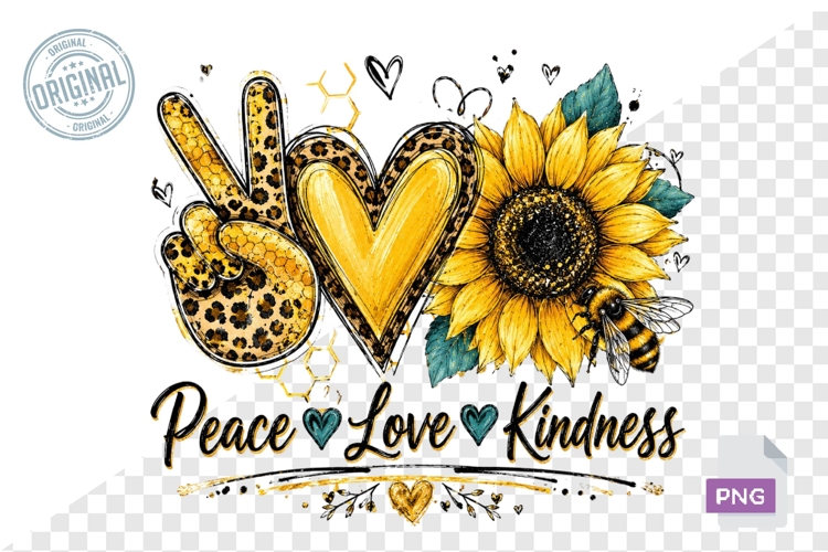 Peace Love Kindness Sunflower Bee Leopard PNG Design File