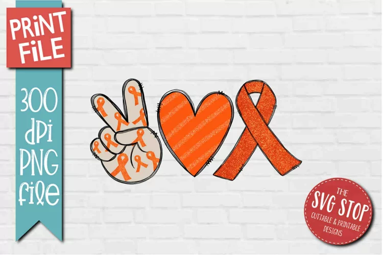 Peace Love Orange Ribbon | Awareness T-shirt Sublimation PNG