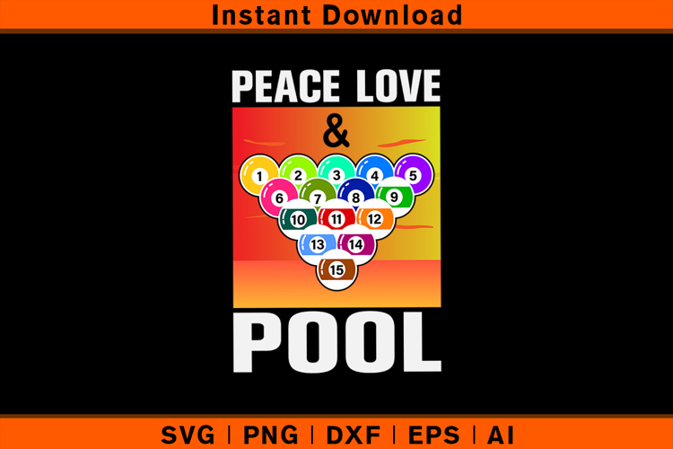 Peace Love & Pool SVG Retro Billiards Design