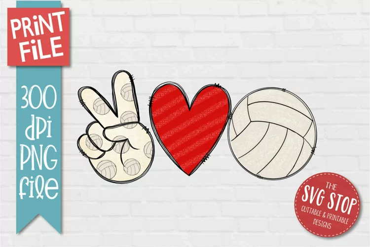 Peace Love Volleyball Sublimation | Sports T-shirt Printable