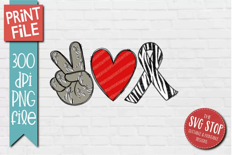 Peace Love Zebra Ribbon | Awareness Ribbon T-shirt Printable