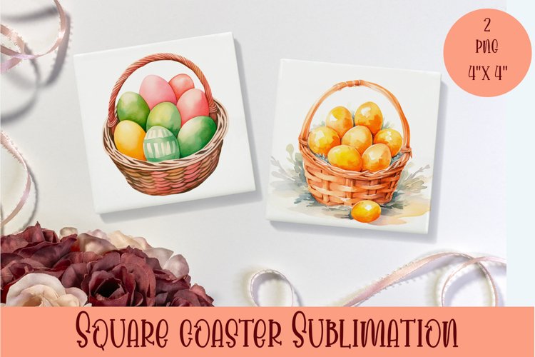 Peach color Easter Square Coaster Sublimation