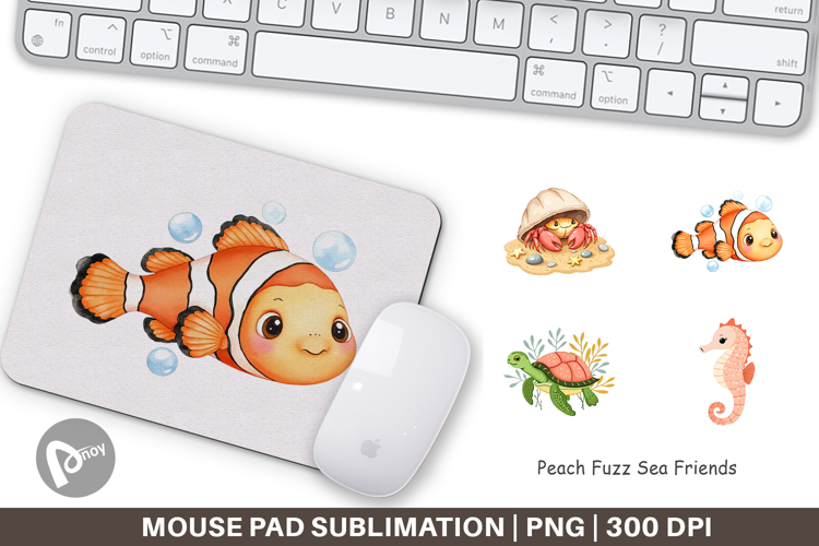Mouse Pad Peach Fuzz Friends