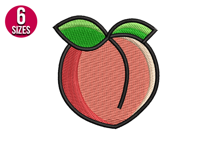 Peach Machine Embroidery Design - 6 Sizes