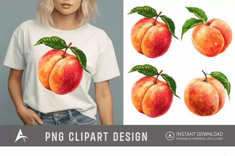 Watercolor Peach Clipart