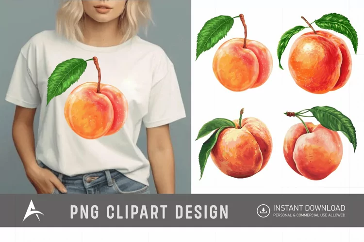 Watercolor Peach Clipart