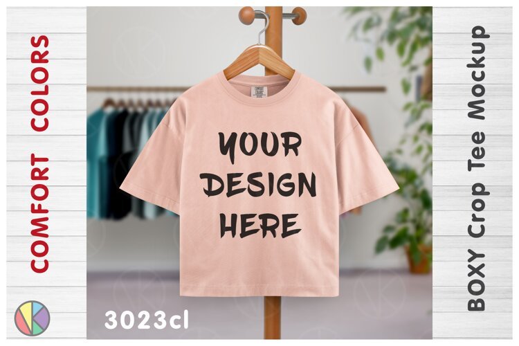 Comfort Colors 3023CL Peachy Boxy Crop T-Shirt Mockup.