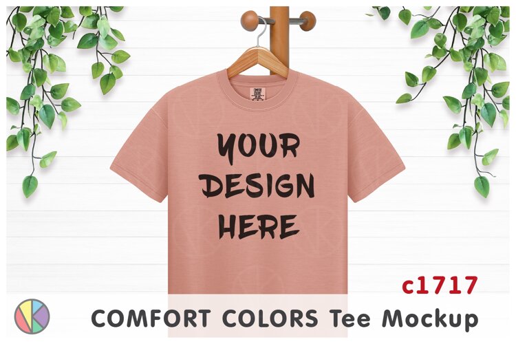 Peachy Comfort Colors 1717 T-Shirt Mockup.