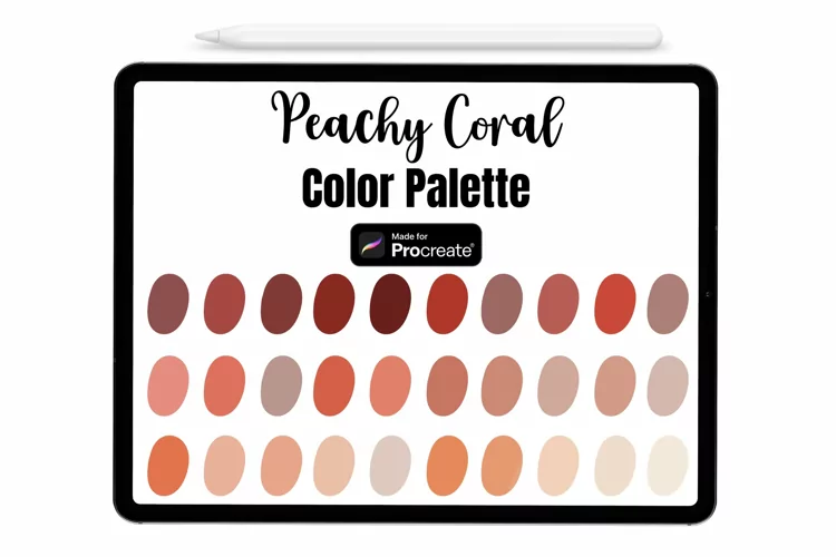 Peachy Coral Procreate Palette - Procreate Color palette