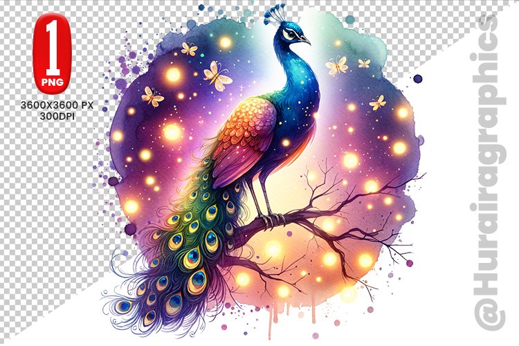 Cute Peacock Clipart - PNG File