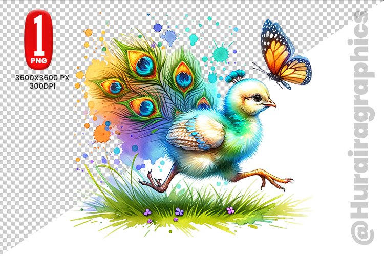 Cute Peacock Clipart - PNG File