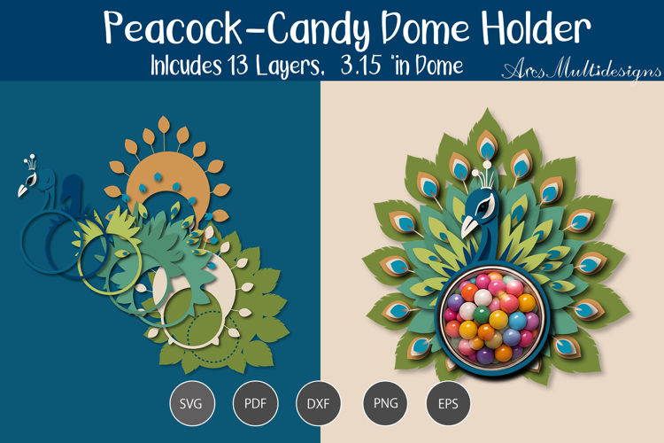 Peacock Candy Dome SVG example image 1