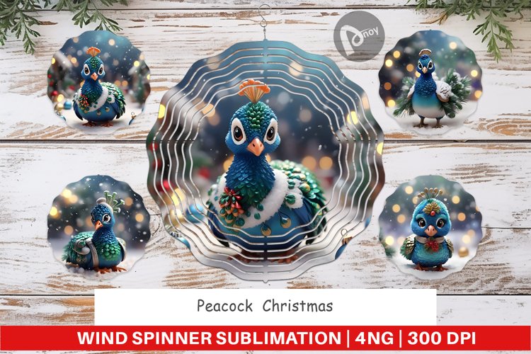 Wind Spinner Peacock Christmas