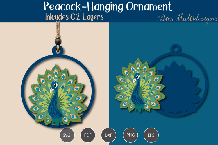 Hanging Peacock Ornament SVG