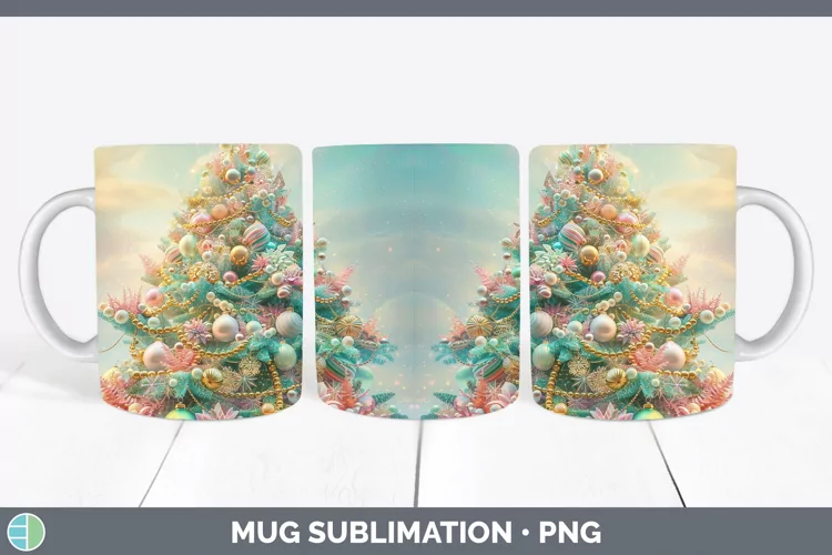 Pearl Christmas Tree Mug Wrap Sublimation Coffee Cup De