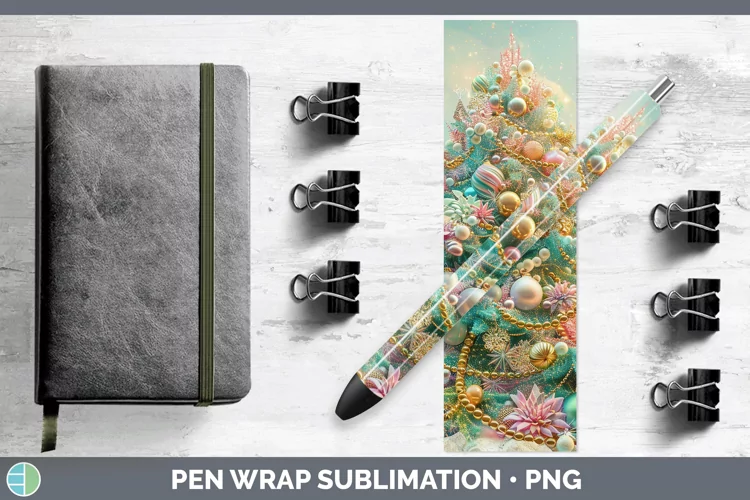 Pearl Christmas Tree Pen Wrap Sublimation Epoxy Pen Des