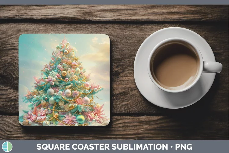 Pearl Christmas Tree Square Coaster Sublimation Coaster