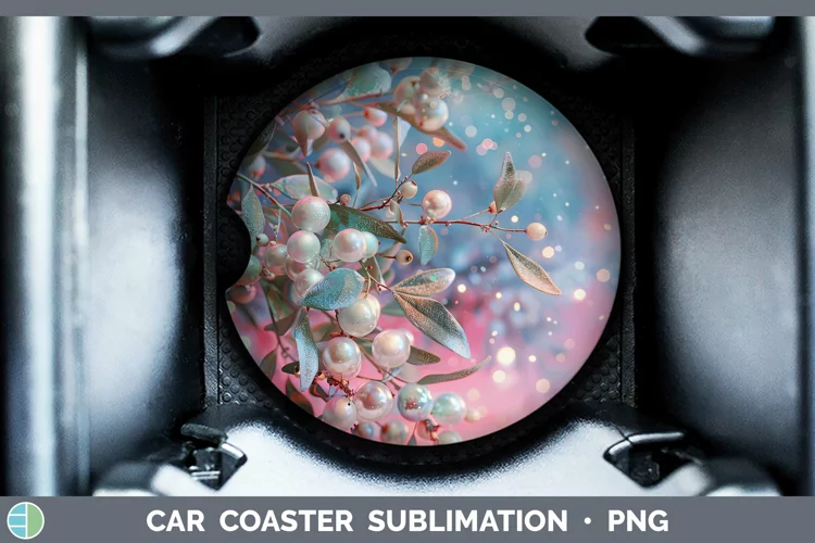 Pearl Christmas Mistletoe Car Coaster Sublimation Coaster De