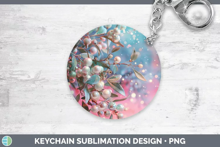 Pearl Christmas Mistletoe Keychain Sublimation Keyring Desig