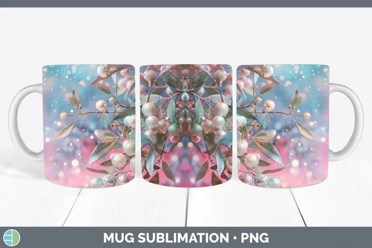 Pearl Christmas Mistletoe Mug Wrap Sublimation Coffee Cup De
