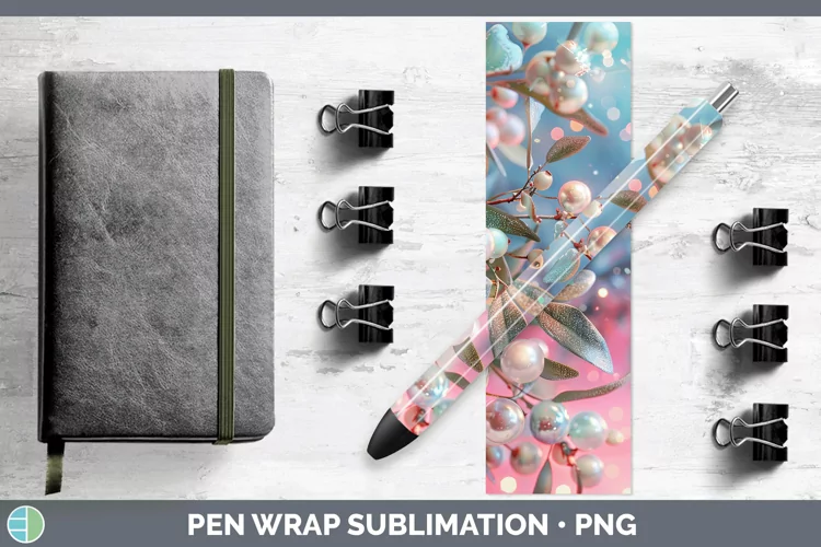 Pearl Christmas Mistletoe Pen Wrap Sublimation Epoxy Pen Des