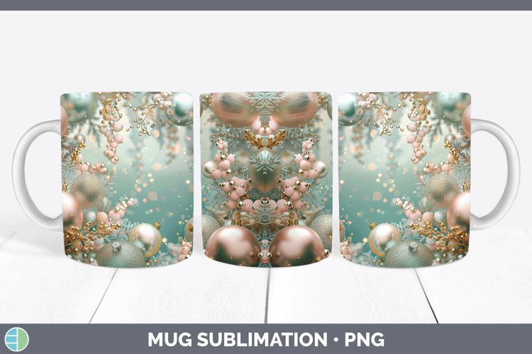 Pearl Christmas Ornaments Mug Wrap Sublimation Coffee Cup De