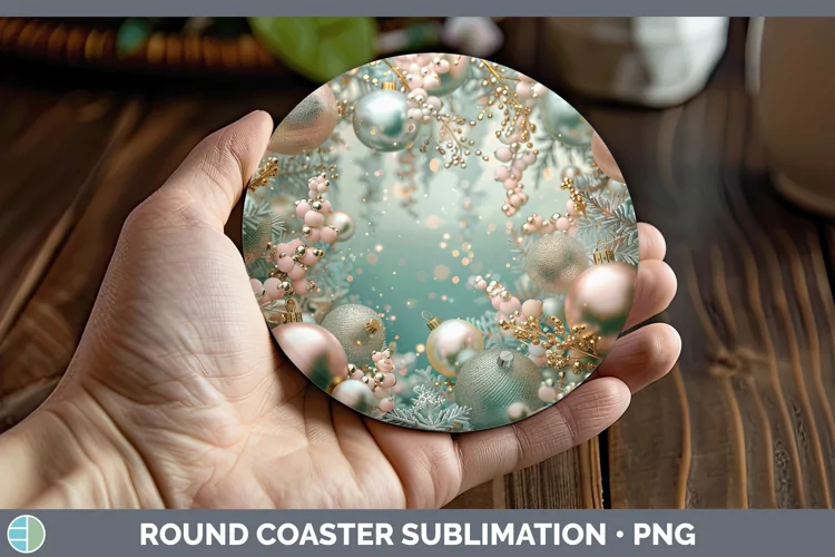 Pearl Christmas Ornaments Round Coaster Sublimation Coaster