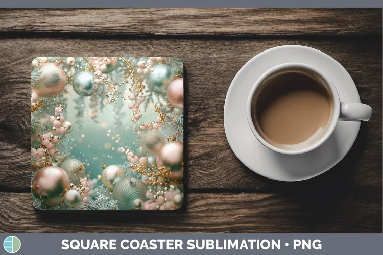 Pearl Christmas Ornaments Square Coaster Sublimation Coaster