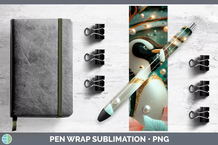 Pearl Christmas Penguin Pen Wrap Sublimation Epoxy Pen Desig