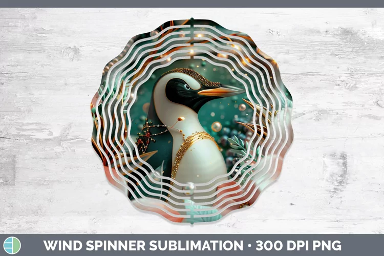 Pearl Christmas Penguin Wind Spinner Sublimation Spinner Des