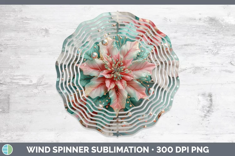 Pearl Christmas Poinsettia Wind Spinner Sublimation Spinner
