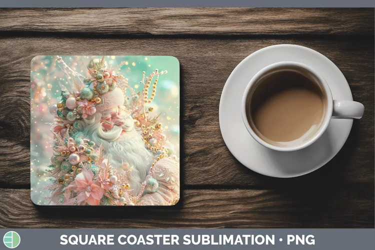 Pearl Christmas Santa Square Coaster Sublimation Coaster Des