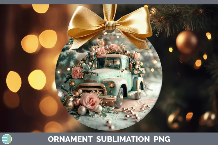 Pearl Christmas Vintage Truck Ornament Sublimation Bauble De
