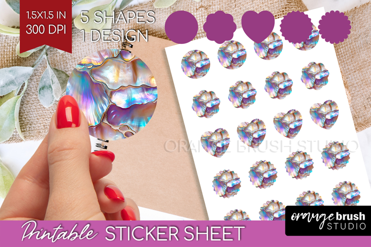 Pearl Round Sticker - Pearl Texture Printable Sticker Sheet