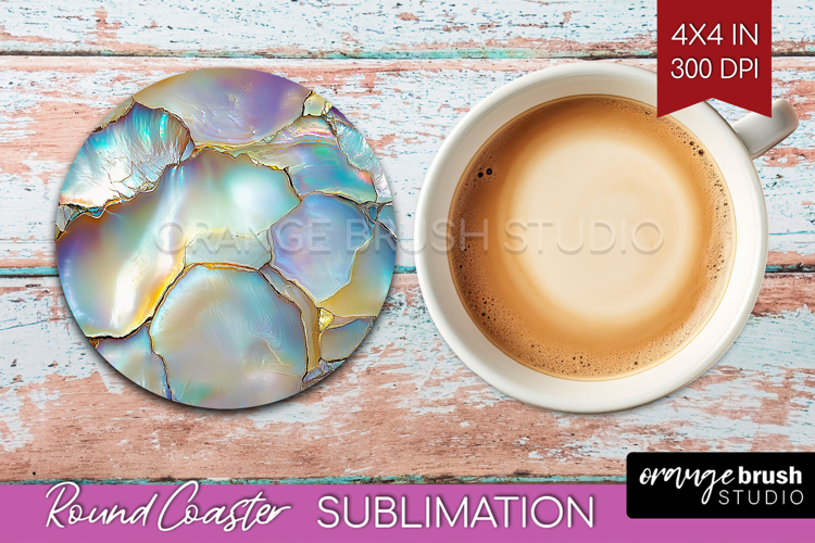 Pearl Round Coaster - Pearl Texture Coaster PNG Sublimation