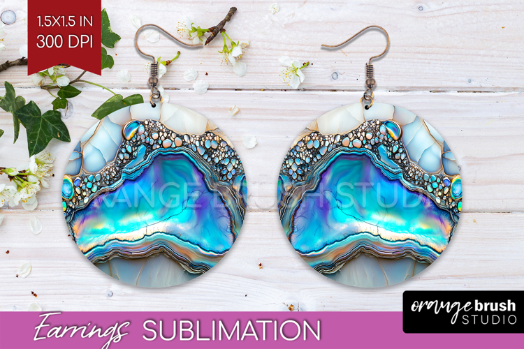 Pearl Round Earrings - Pearl Texture PNG Sublimation