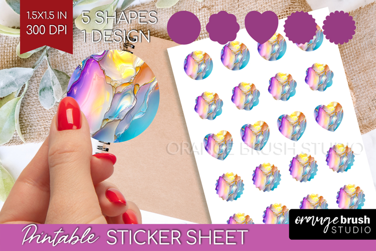Pearl Round Sticker - Pearl Texture Printable Sticker Sheet