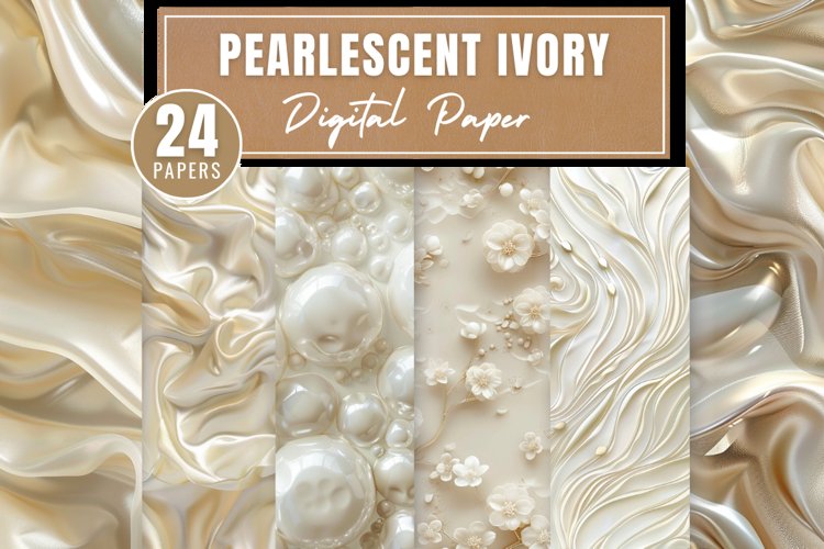Pearlescent Ivory Digital paper Bundle example image 1