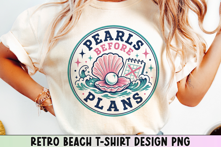 Retro Beach T Shirt Design, Distressed Coastal Sublimation.