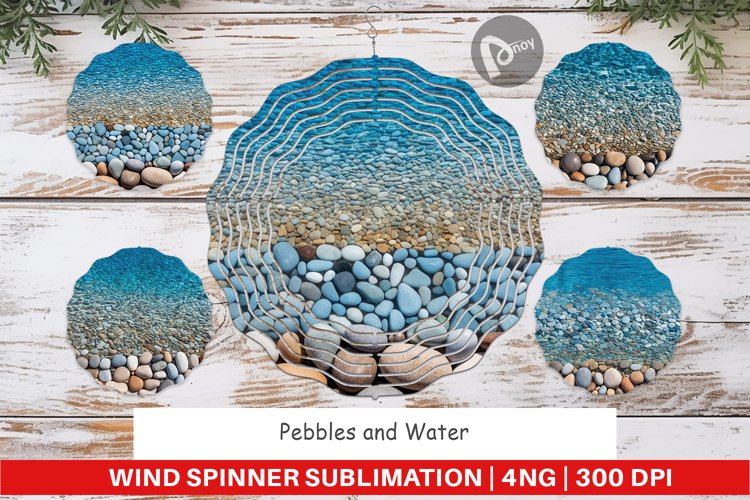 Wind Spinner Pebbles and Water