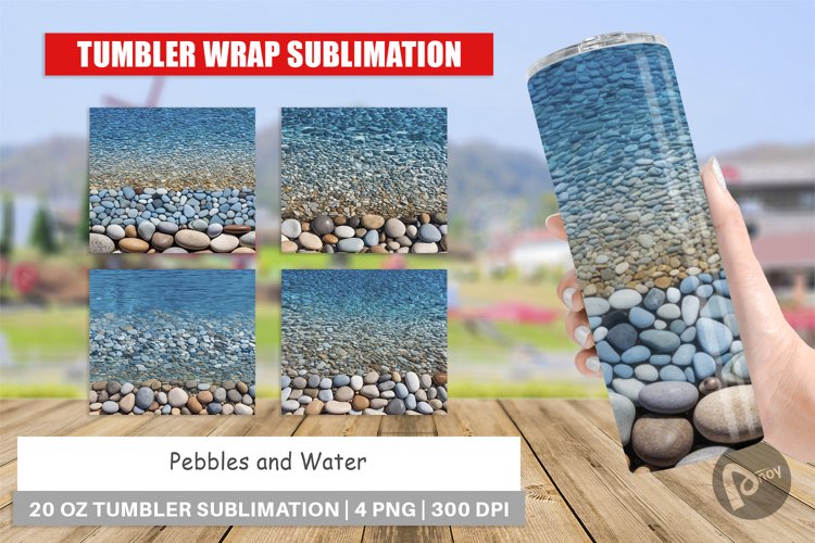 Tumbler Wrap Pebbles and Water