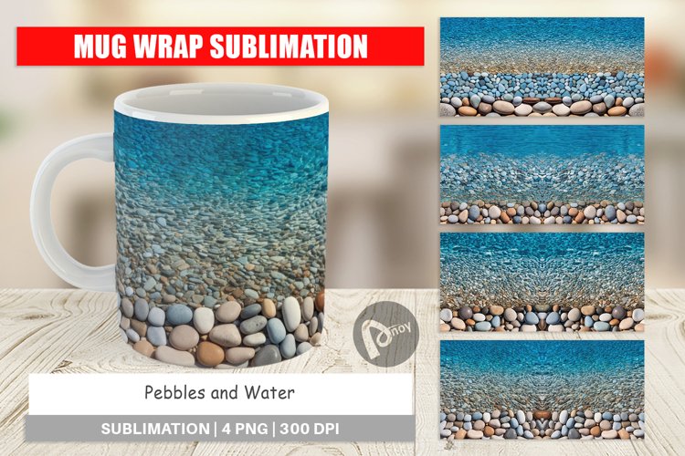 Mug Wrap Design Pebbles and Water