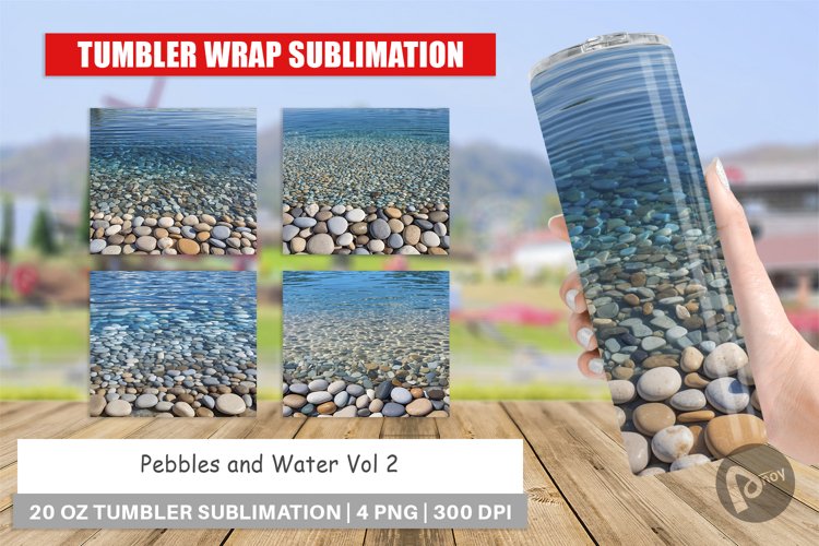 Tumbler Wrap Pebbles and Water