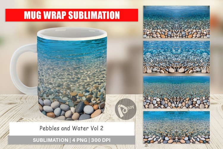 Mug Wrap Design Pebbles and Water