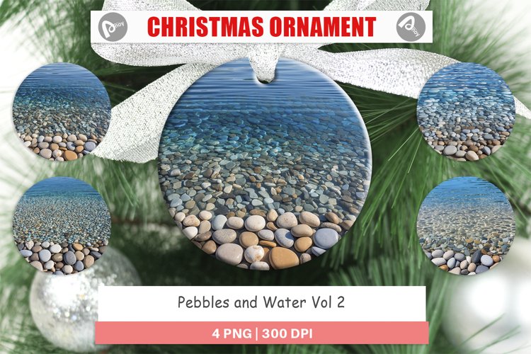 Christmas Ornaments Pebbles and Water