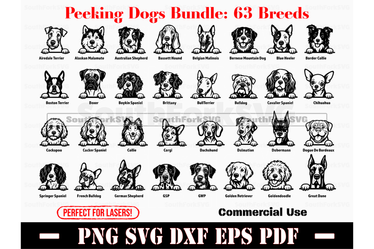 63 Peeking Dogs Mega Bundle SVG PNG DXF EPS PDF
