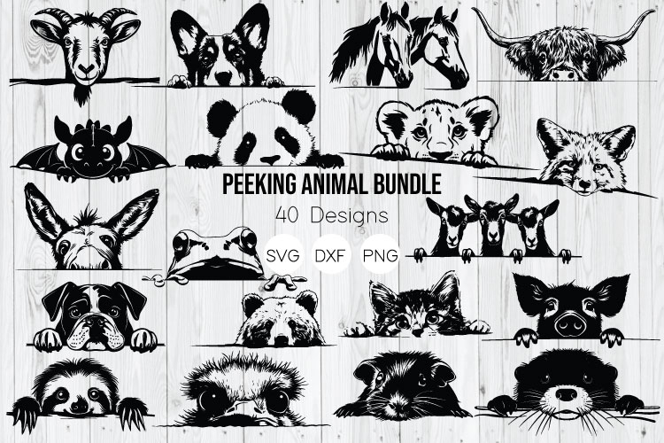 Peeking Animal Bundle SVG, Animal Cut File, Peeking Animal
