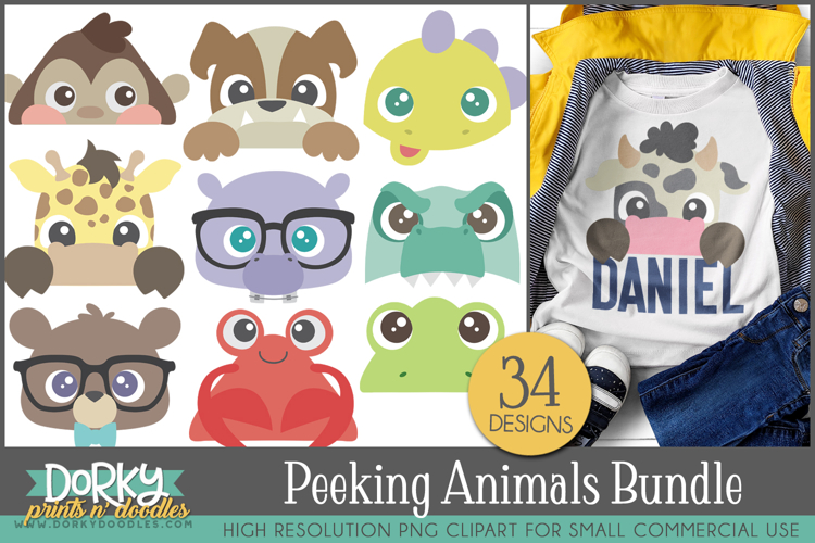 Cute Peeking Animals Clipart Bundle